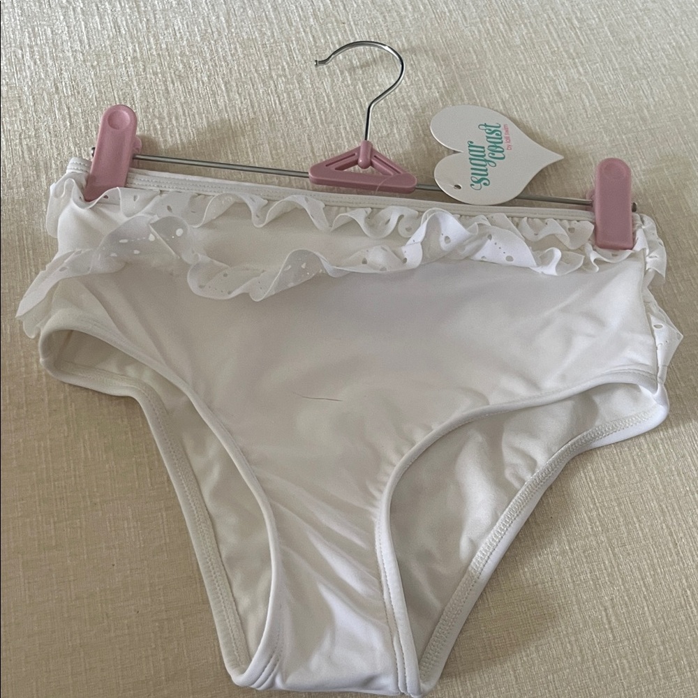 White Ruffled Bikini Bottom